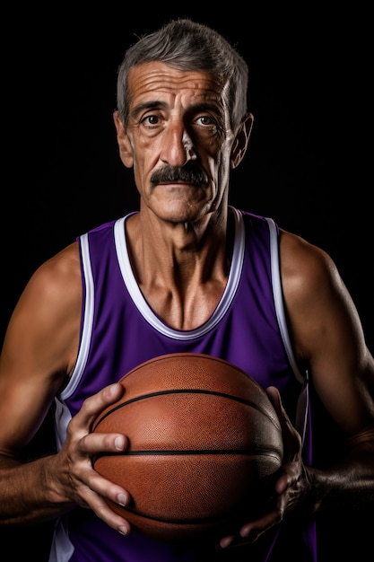 Free photo close up on basketball player with ball