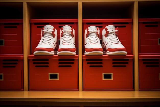 Free photo close up on basketball shoes in locker