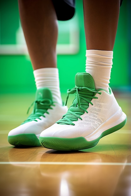 Close up on basketball shoes