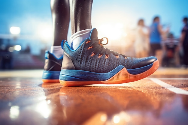 Close up on basketball shoes