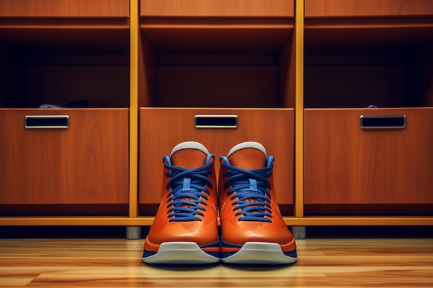Close up on basketball shoes