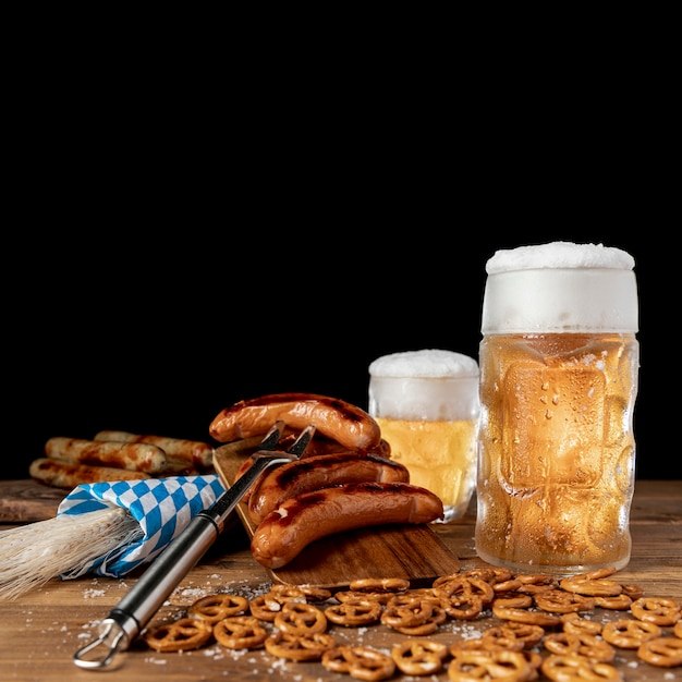 Close-up bavarian snacks on a table