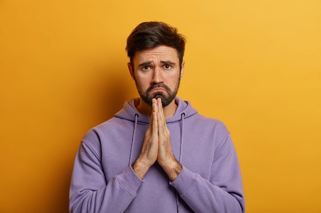 Close up on bearded young man isolated