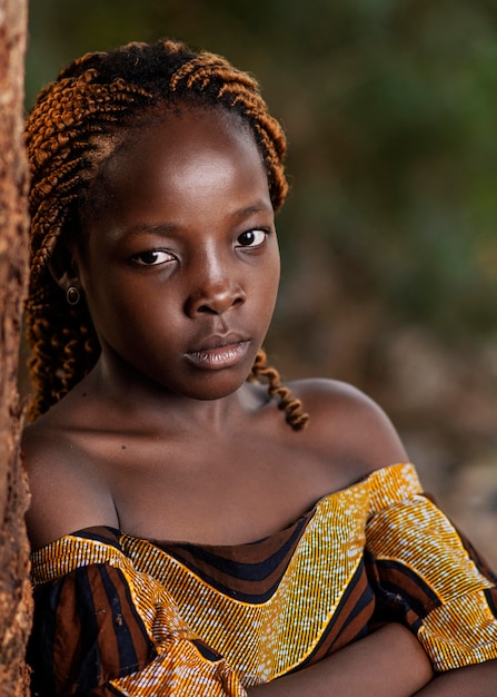 근접 아름 다운 아프리카 소녀