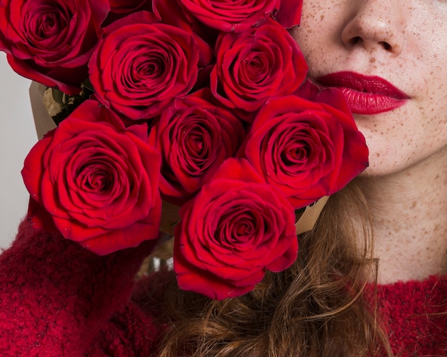 Close-up beautiful bouquet of roses