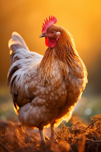 Близкий взгляд на красивую курицу