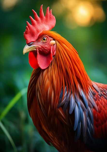 Близкий взгляд на красивую курицу