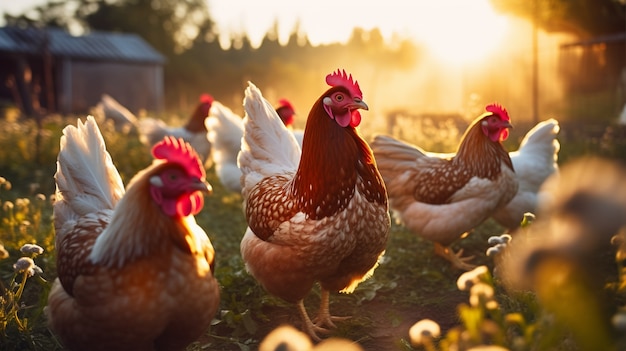 Free photo close up on beautiful chickens