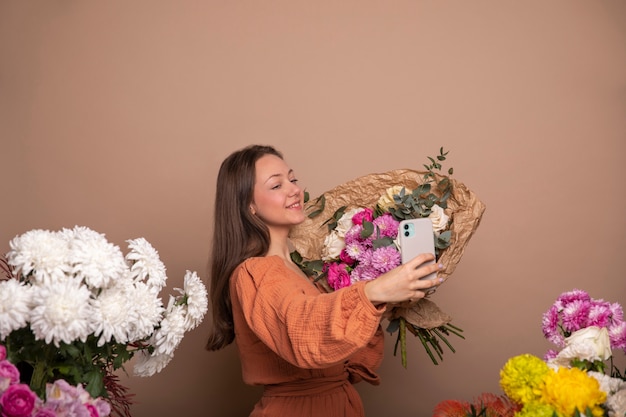 Close up on beautiful florist woman