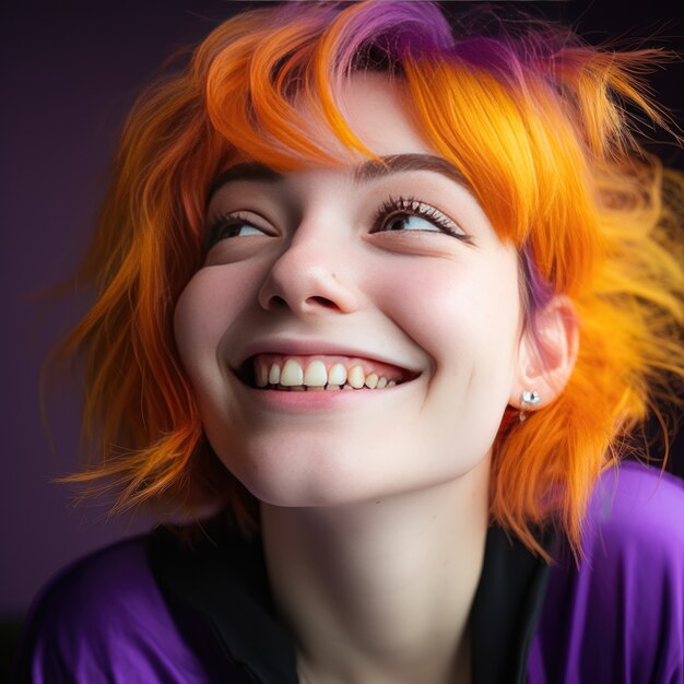 Close up on beautiful girl portrait with orange hair