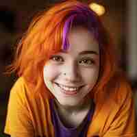 Foto gratuita primo piano sul ritratto di una bella ragazza con i capelli arancioni