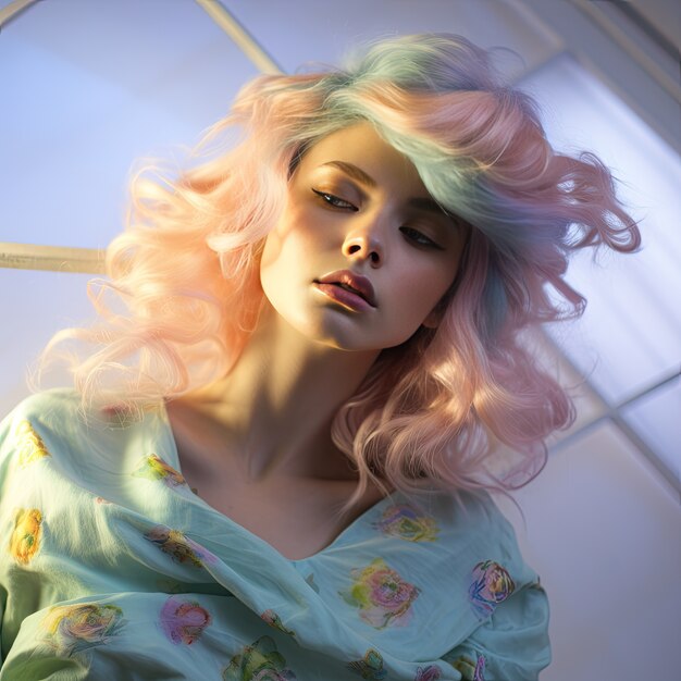 Close up on beautiful girl portrait