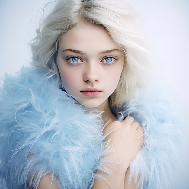 Free photo close up on beautiful girl wearing feathers  portrait