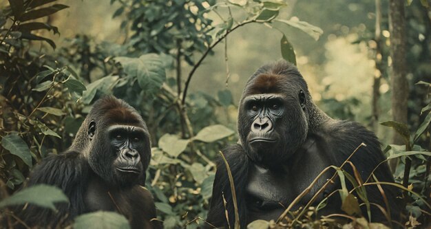 close up on beautiful gorilla in the wild