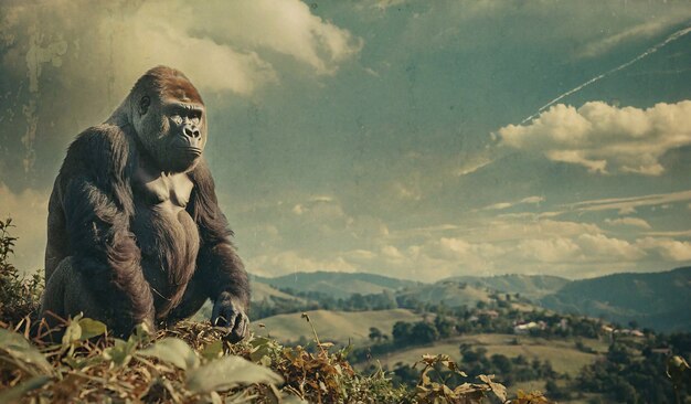 close up on beautiful gorilla in the wild