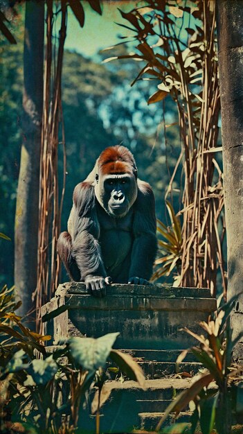 close up on beautiful gorilla in the wild