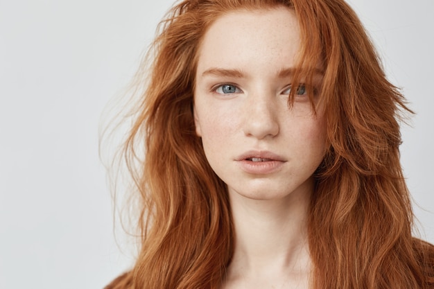 Close up of beautiful natural redhead model 