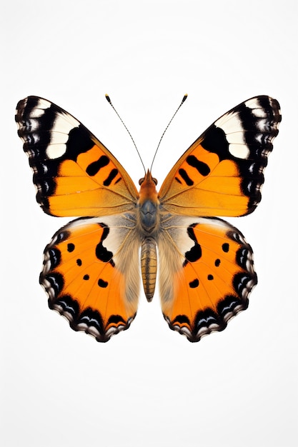 Free photo close up on beautiful orange butterfly isolated