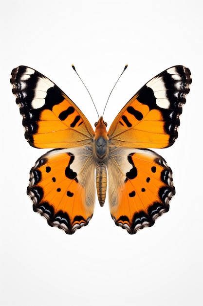 Close up on beautiful orange butterfly isolated