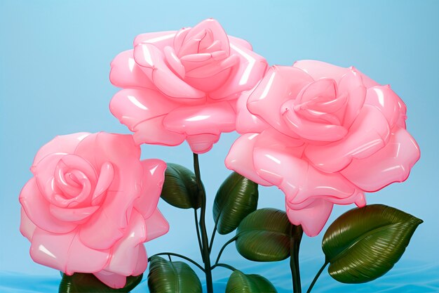 Close up on beautiful pink roses