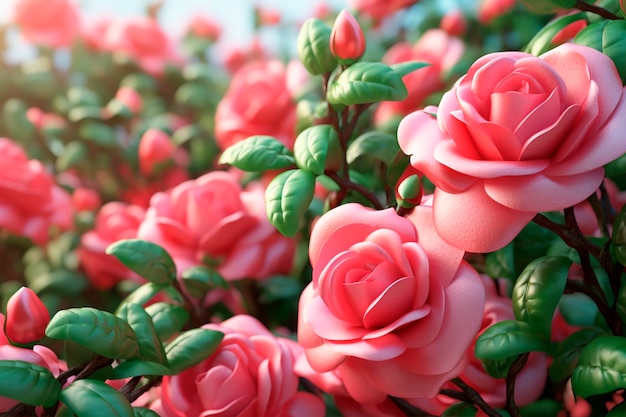 Close up on beautiful pink roses