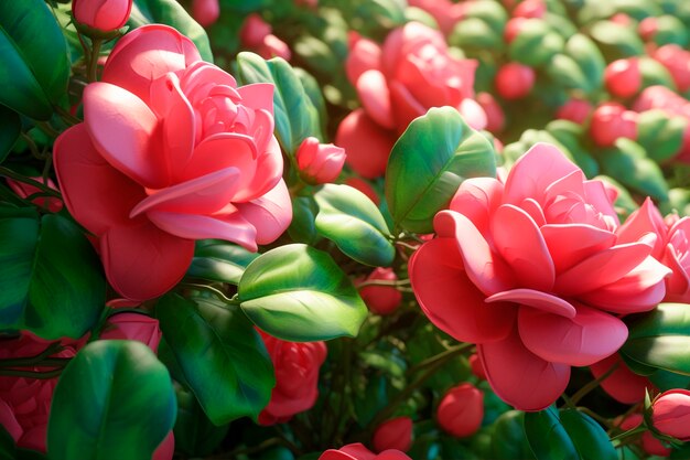 Close up on beautiful pink roses