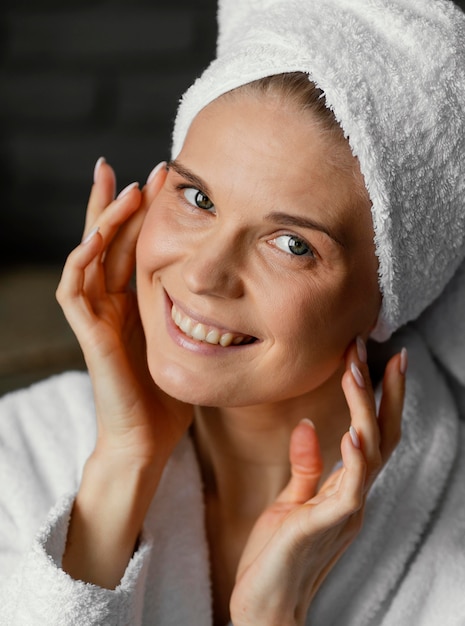 Close up beautiful smiley woman