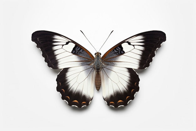 Close up on beautiful white butterfly isolated