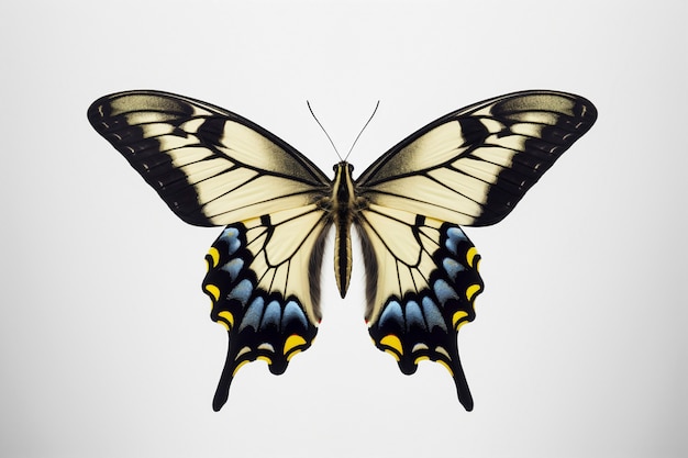 Free photo close up on beautiful yellow butterfly isolated