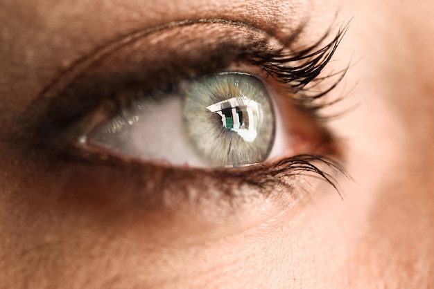 Close-up of beautiful young woman's eye. 