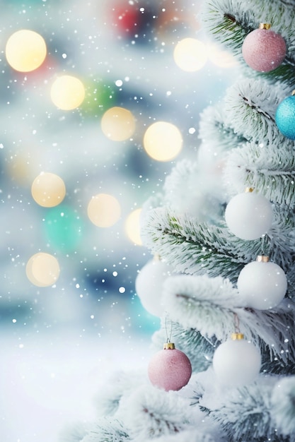 Foto gratuita primo piano sull'albero di natale splendidamente decorato