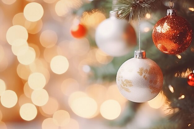 Крупным планом красиво украшенная рождественская елка
