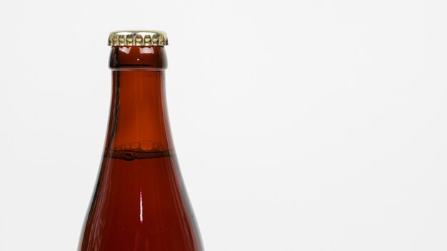 Close up beer bottle with copy space