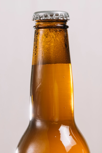 Close-up of a beer bottle