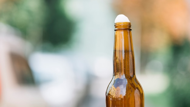 Close-up of a beer bottle