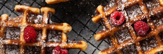 close-up belgian waffles