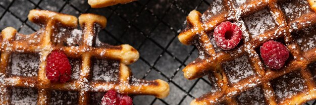 Free photo close-up belgian waffles