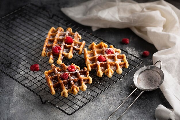close-up belgian waffles