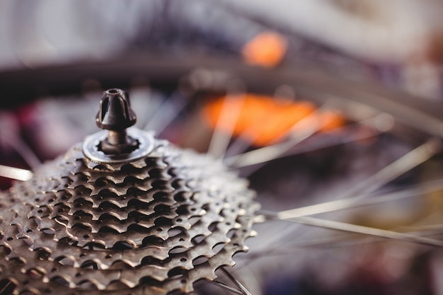 Close-up of bicycle gears