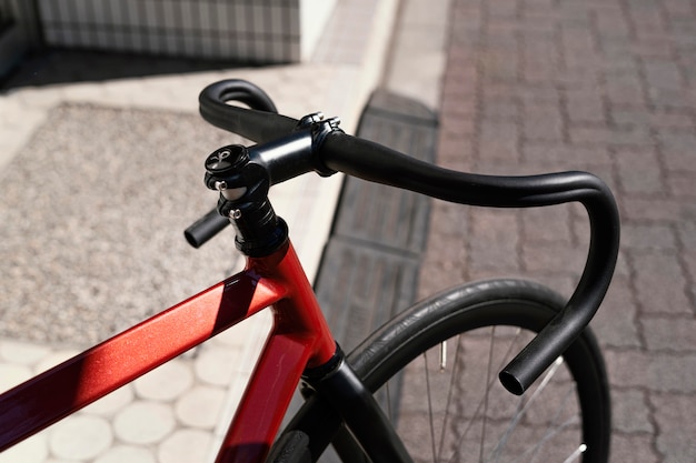 Бесплатное фото Крупным планом велосипед на открытом воздухе