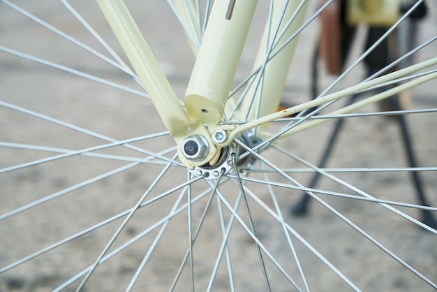 Close-up of bike spokes