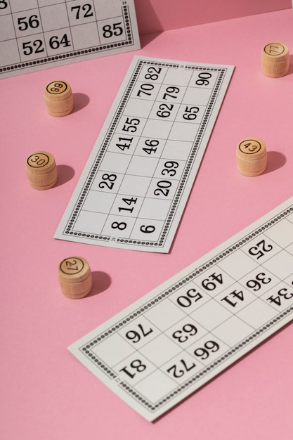 Close up on bingo game elements