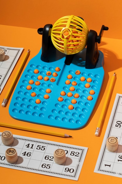 Primo piano sugli elementi del gioco del bingo