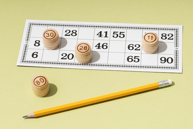 Close up on bingo game elements