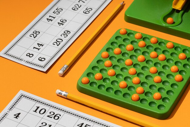 Close up on bingo game elements