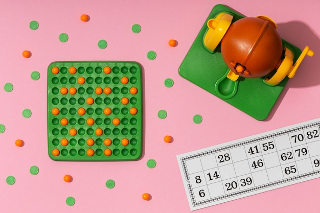 Close up on bingo game elements