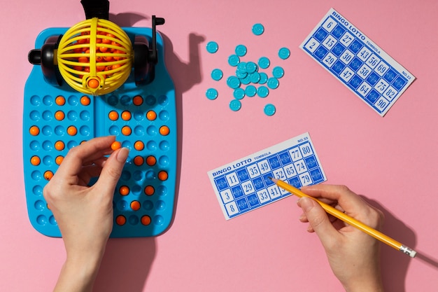 Close up on bingo game elements