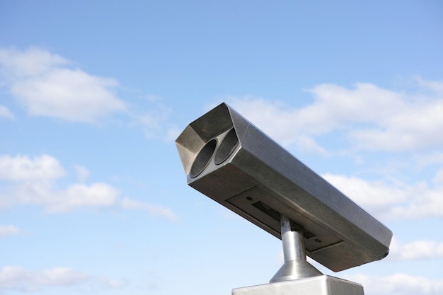 Close-up of binoculars in the city