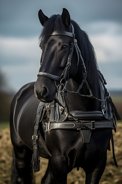 Free photo close up on black horse