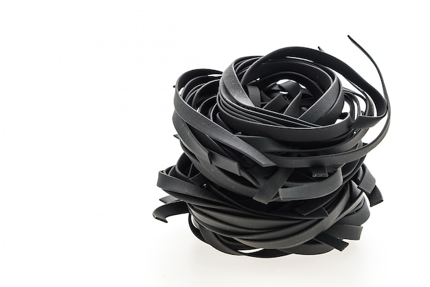 Close-up of black tagliatelle